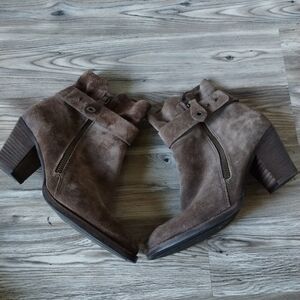 Paul Green Dallas Brown Suede Booties Ankle Boots Size 3.5 US 6